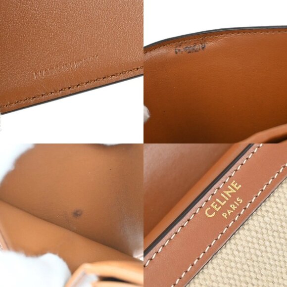CELINE Triomphe Small Trifold Wallet Purse Canvas Leather Brown BE GHW 87RL411 - Picture 11 of 12
